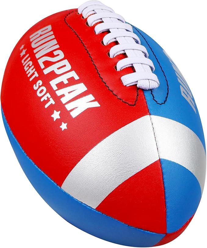 Light Soft Mini Football for Kids Toddler - 8" PU Leather and Foam Layer Small Footballs - Safe Lightweight Indoor Outdoor Beach Water Pool Sports Toys for Summer Outside Games Play with Pump