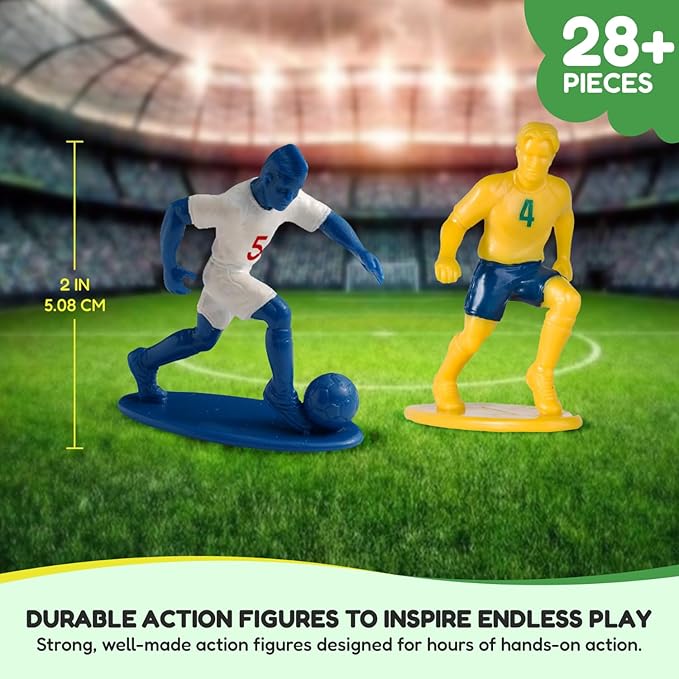Kaskey Kids Soccer Guys, Navy Black vs. Blue White, 27 Pieces in Each Set, Includes 2 Teams, Accessories, and Travel Storage Case, Nostalgic Sports Action Figures for Imaginative Play, Ages 3 and Up