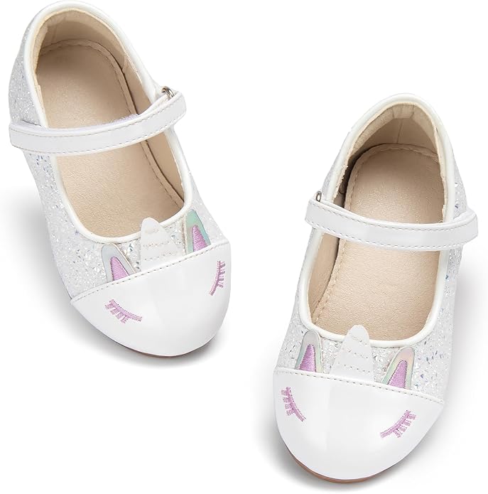 THEE BRON Mary Jane Ballet Flats - Girls' Dress Shoes with Hook & Loop Closure