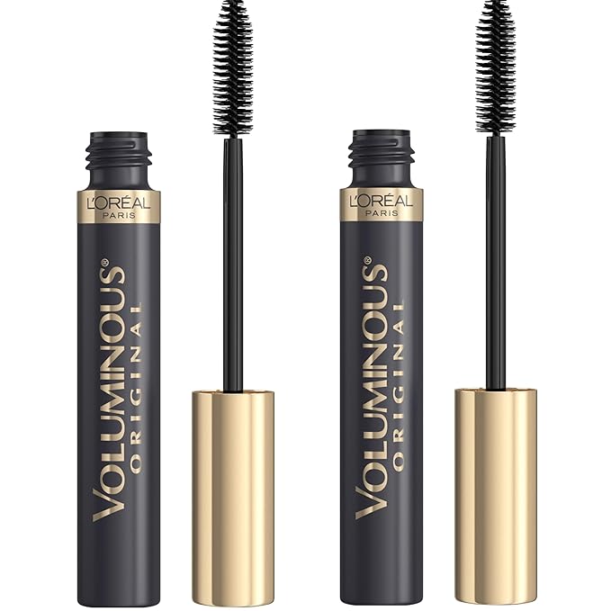 L’Oreal Paris Original Voluminous Mascara, Building Mascara Volume and Length Formula, Washable, Black, 0.26 Fl Oz., 2 Count