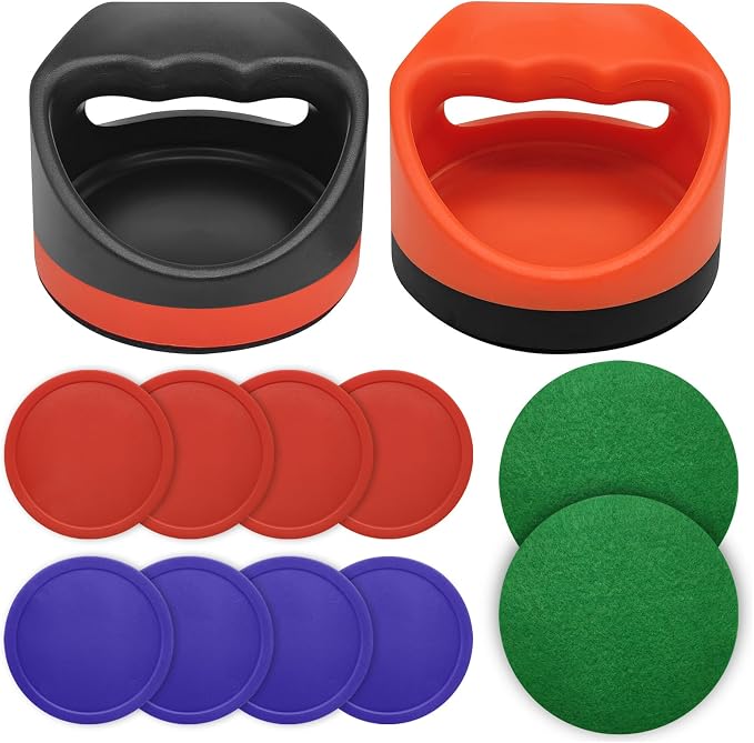 Air Hockey Pushers Air Hockey Pucks &Paddles,Goal Handles Paddles Replacement Accessories for Game Tables Include 2 Pushers, 4 Red &4 Blue Pucks