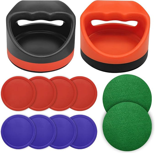 Air Hockey Pushers Air Hockey Pucks &Paddles,Goal Handles Paddles Replacement Accessories for Game Tables Include 2 Pushers, 4 Red &4 Blue Pucks