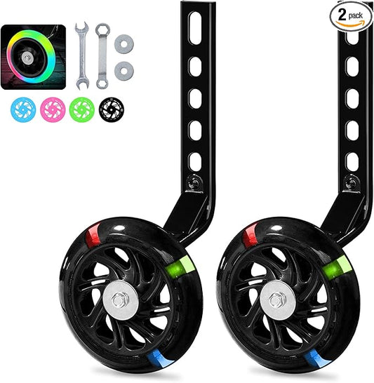PRUNUS Flash BIKE Training Wheels for 12 14 16 18 20 Inch.Training Wheels for Kids Bike is Heavy Duty.Bicycle Training Wheel is Suitable Single Speed Bike