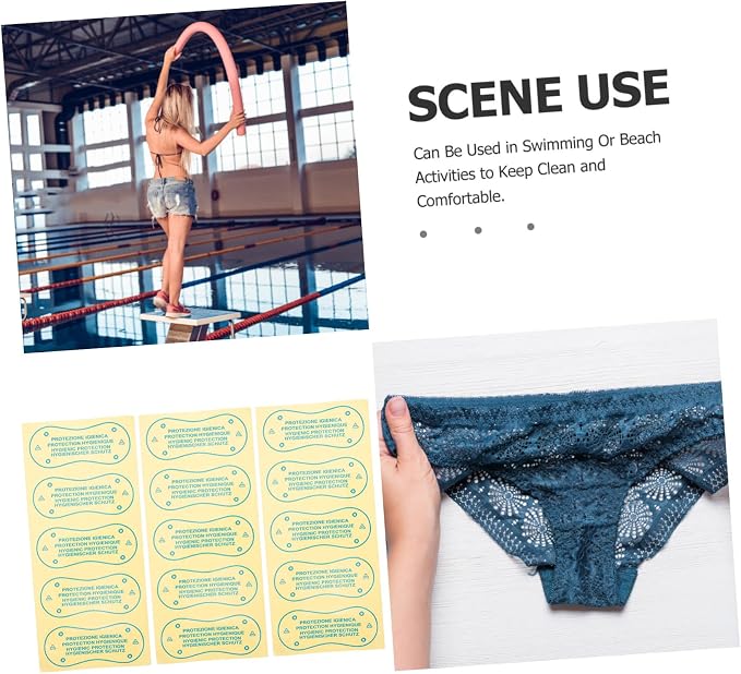 100pcs Panty Liners for Women Adhesive Swimwear Stickers Leakproof Underwear Inserts Comfortable Fit for Swimsuits and Soft and Breathable Design