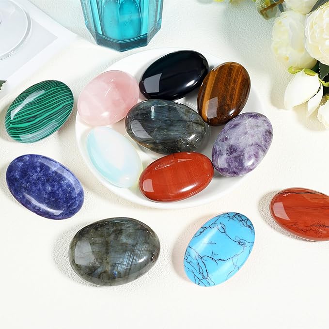 ZHIYUXI 2.4" Turquoise Crystal Stone Healing Crystals Gemstones and Crystals Gift Worry Stone Energy Balancing Therapy Polished Stones Palm Stone Room Decor Mediation 1PC
