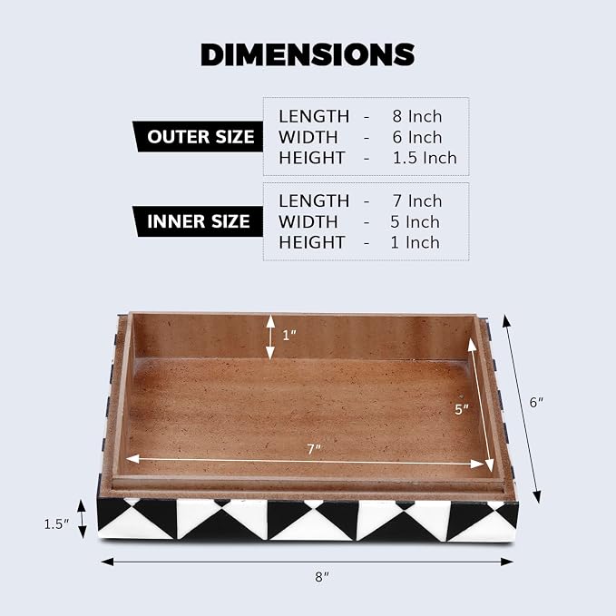 Handicrafts Home Decorative Storage Box with Lid, Black and White Decorative Box for Remote Controls, Slim Coffee Table Storage Box for Shelf, Desk & Living Room Decor, Triangle 8 x 6 x 1.5 Inch