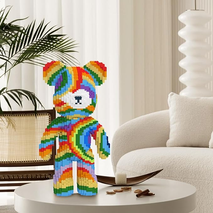 Bear Building Blocks with Organizer Bins (4500PCS), Fluorescent Bricks & Stroage Drawer, Gift for Adults & Kids, Ideal for Home & Office Decor, QR Code User Manual, 8884