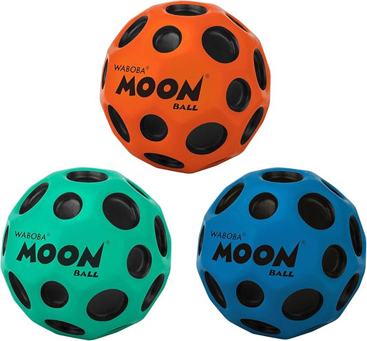 Waboba The Original Moon Ball 3 Pack - Super Bouncy Wall Balls for Kids and Teens - Outdoor Sports Toy Gift - Orange, Teal, & Cobalt
