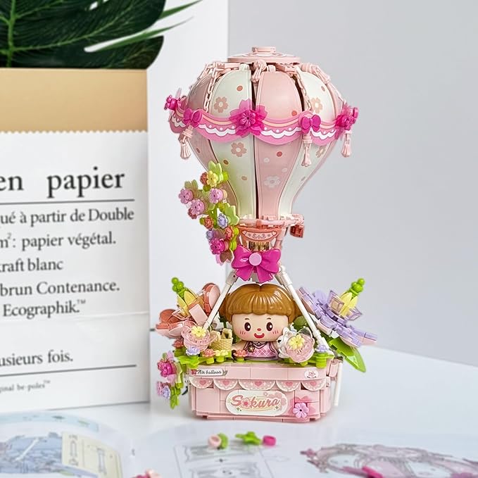 Hot Air Balloon with Flowers Cherry Blossom mini Building Blocks Set, Brithdays Gifts for Girls Adults Women,Creative Building Toys for Kids 8-14+(790pcs)