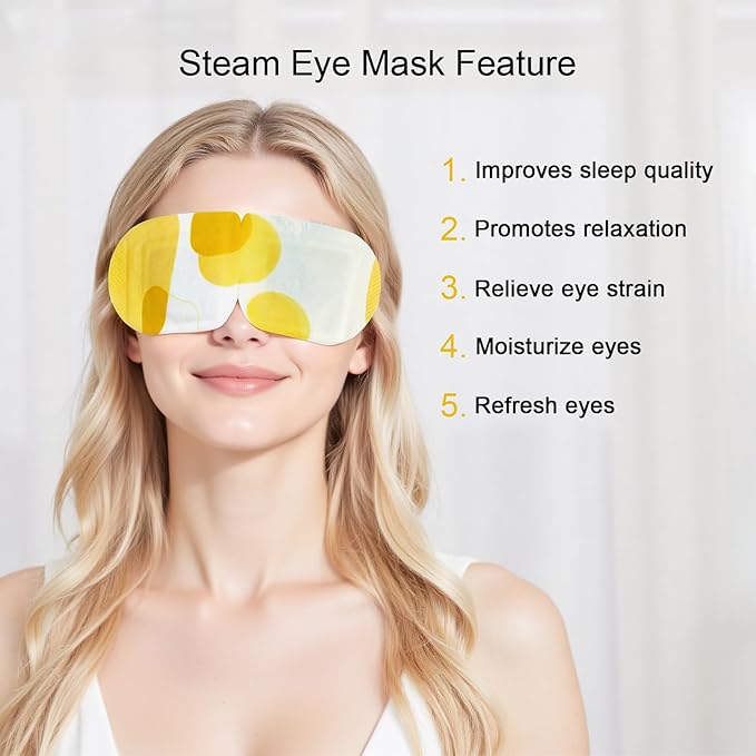 5 Packs Steam Eye Masks For Dry Eyes, Eye Heating Pad Warm Compress For Eyes Stress Relief, Disposable Heated Eye Mask Travel Essentials, Spa Relaxing Self Care Gifts For Women (Large, Chamomile)