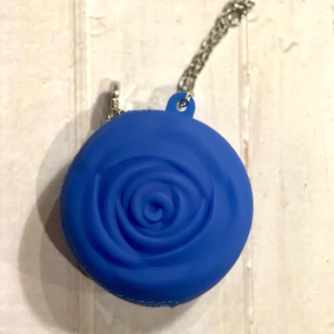Adorable Pink Peri - Menstrual Period Cup Case Storage Bag | Rose Design + Silicon Material | Easy to Carry, Clean, and use | Metal Chain Attached | Multi-use for Any Small Items - Blue