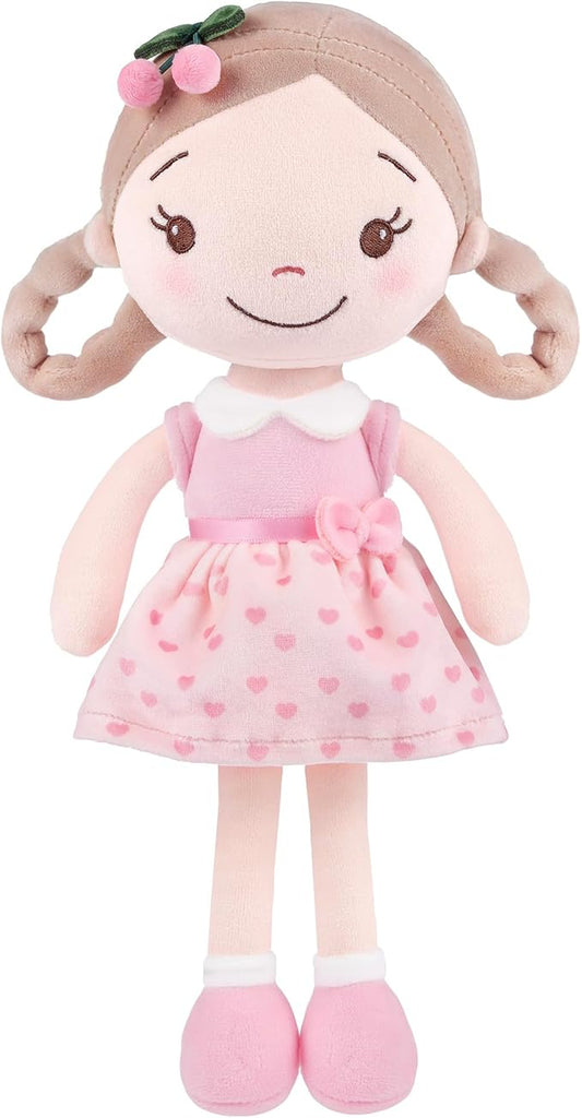 Soft Plush Baby Doll for Girls (12") - My First Baby Doll Gift for Girls, Toddlers & Infants, Machine Washable Rag Doll Toy - Cherry Girl