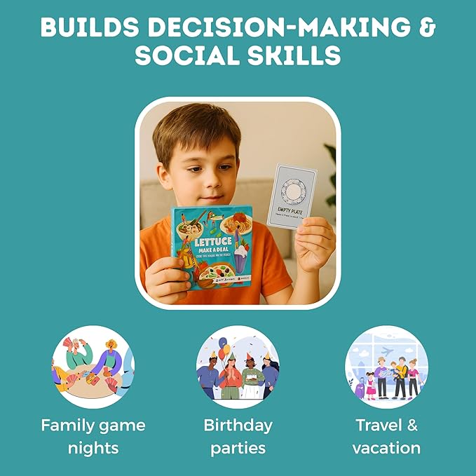 Lettuce Make a Deal Card Game | 102 Cards with Instructions | Fast-Paced Strategy Game for Kids & Adults | 2-4 Players (Up to 8 in Teams) | Ages 5+ | Family Travel & Party Fun