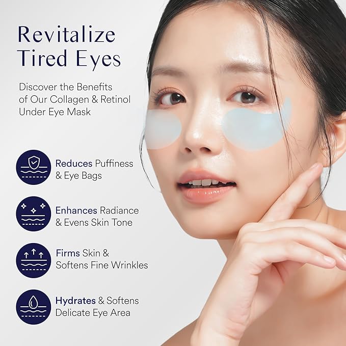 Under Eye Patches for Puffiness and Bags: Eye Mask for Puffy Eyes and Dark Circles Treatment (Navy)
