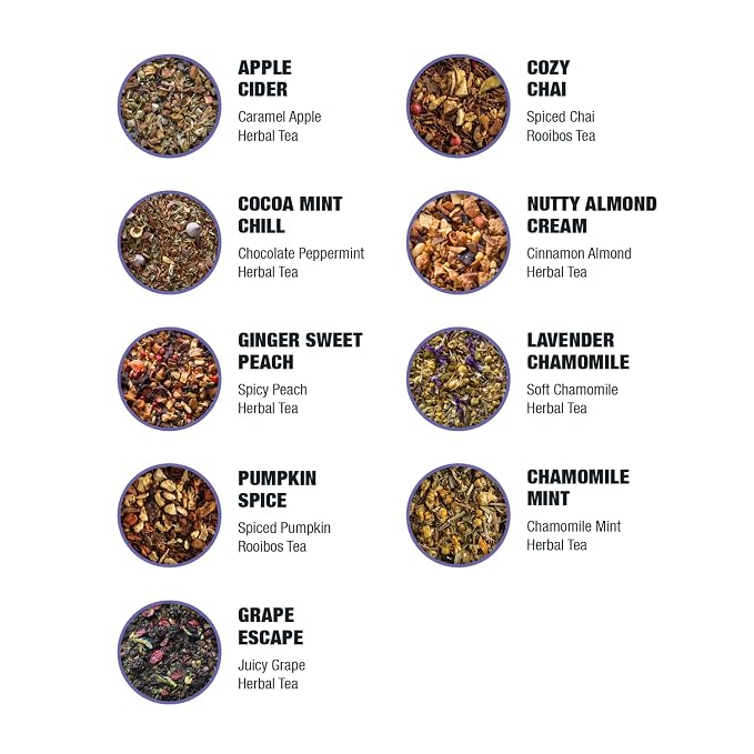 Tiesta Tea - Caffeine Free Tiesta Tasting Sampler Dry Flight Set, Loose Leaf, No Caffeine, Makes Hot & Iced, Assorted Tea Sets with Herbal, and Fruit Blends, 25 Resealable Sample Pouches