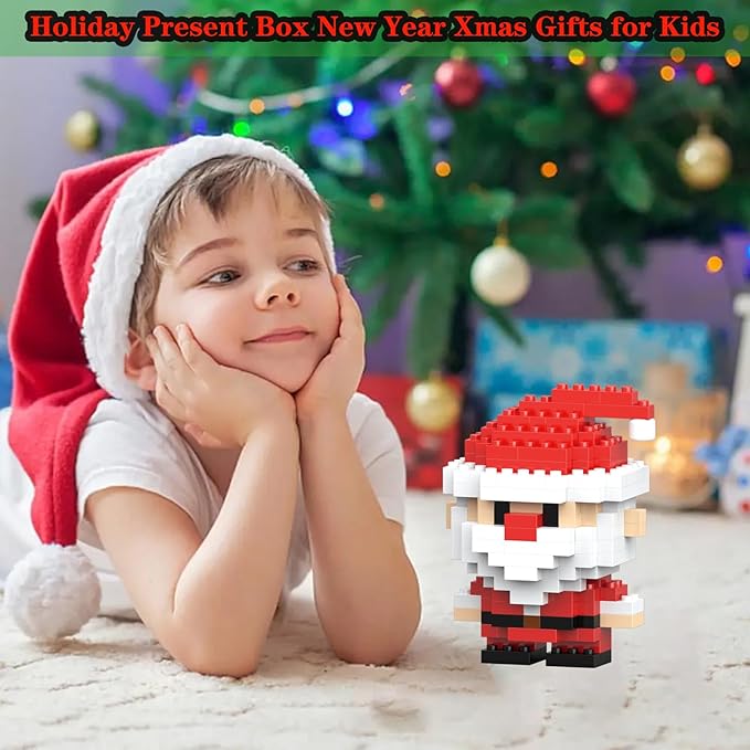 Christmas Building Blocks Compatible for Lego Christmas Santa Micro Blocks Stacking New Toys Holiday Present Box New Year Gifts for Kids Ages 6+ Boys and Girls(Santa)