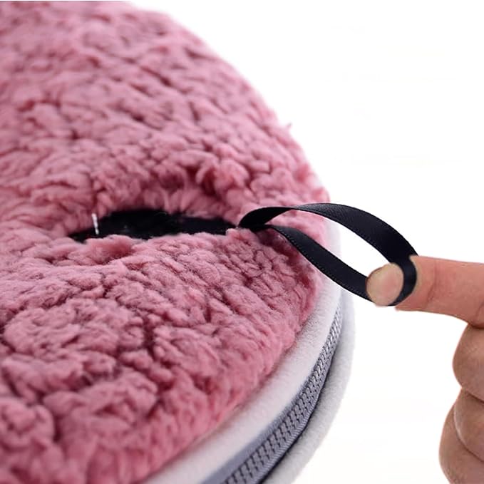 Warm Plush Toilet Seat Cover:Thicken Toilet Seat Pad with Hanging Loop and Zipper, Bathroom Soft Toilet Seat Covers Washable Cushion (Pink)