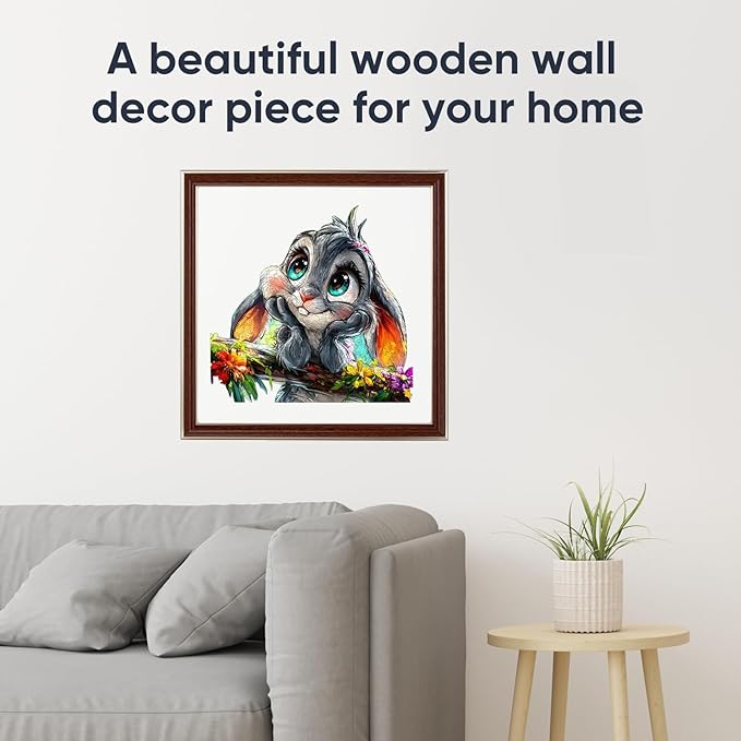 Qiuenisray Easter Wooden Puzzles for Adults, Rabbit Jigsaw Puzzles 200 Piece, FSC Certified Royal Unique Shape Animal Wood Puzzle, Creative Gift for Family Game 11.1x11.4 in