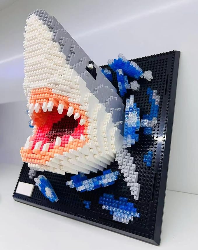 BDYDT Wall Art Shark Building Blocks Set; A Wall Decor Set for Adults Who Love Creative Hobbies(2166 Pieces) Toys Gifts for Kid and Adult