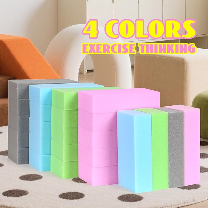24PCS Foam Building Soft Blocks Soft Stacking Blocks Set for Kids,8" x 4" x 2" Protective Gymnastics Blocks Colorful Foam Bricks for Sensory Play