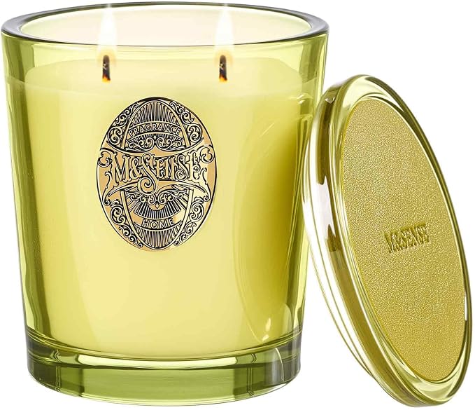 M&SENSE Large Two-Wick Soy Candle | White Tea Sage & Matcha Green | 19.8 oz, 120H Burn Time | Luxury Scented Candle for Relaxation, Gifting, Home Décor | Ideal for Bedroom, Office, Party Ambiance