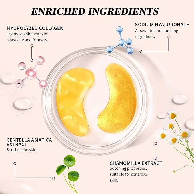Onespring Under Eye Patches (24 Pairs) - Bridesmaid Gift, Mothers Day Gifts - 24K Gold Under Eye Masks for Dark Circles, Puffy Eyes, Wrinkles - Rejuvenating & Revitalizing Eye Skincare Treatment