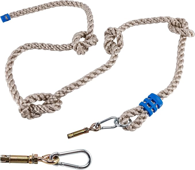 Climbing Rope for Kids, 8.2 FT Long with 4 Knotted Steps, Playground Accessories, Rope Swing for Obstacle Course, Treehouse Swingset Accessories Training for Kids Outdoor（Grey）