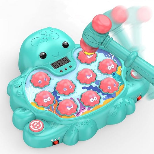 Octopus Vitality Strike Game, Educational Musical Whack-A-Mole Toy with 2 Game Modes, Digital Score Display, Ages 2+ (Multicolored)