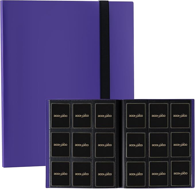 Card Binder 9 Pocket Storage 360 Card Binder,Trading Card Binder Senior and Sturdy Side-Loading Album,Intended For YuGiOh,MTG, TCG,Game Cards & Baseball Card Binde,（Purple)
