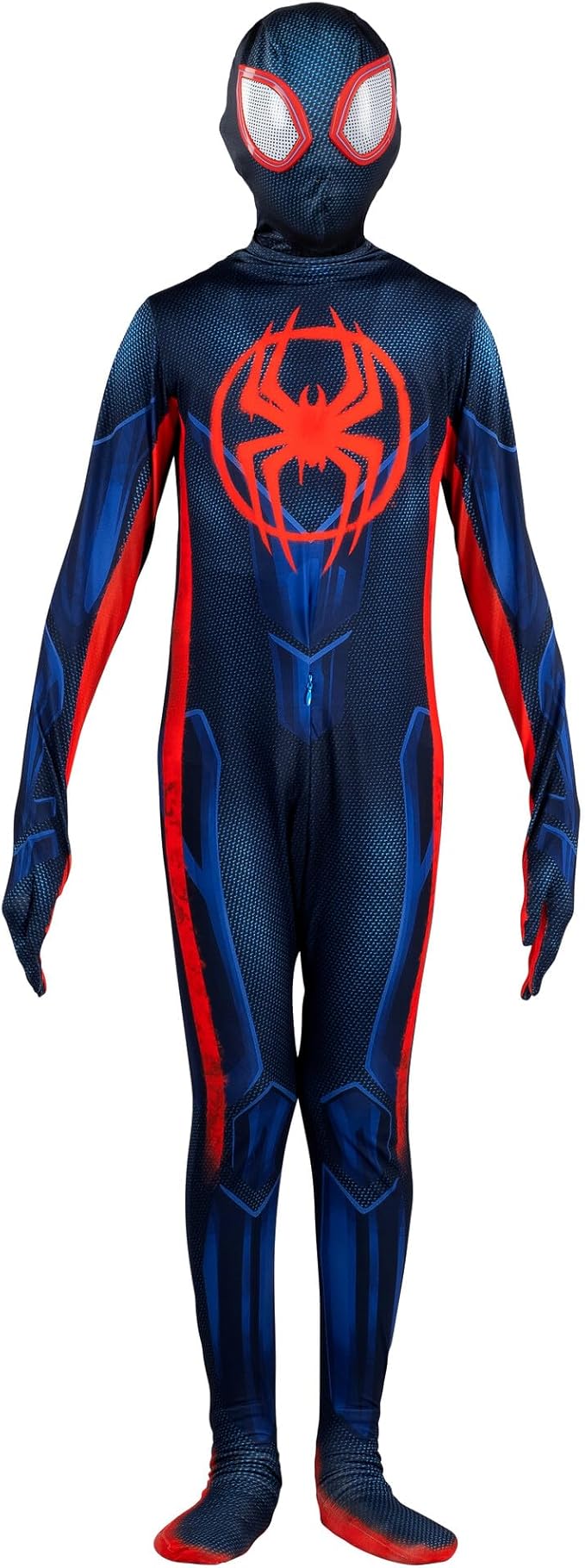 Marvel Miles Morales: Spider-Man Official Youth Deluxe Zentai Costume - Stretch Spandex with Hidden Zippers and Wrist Slits