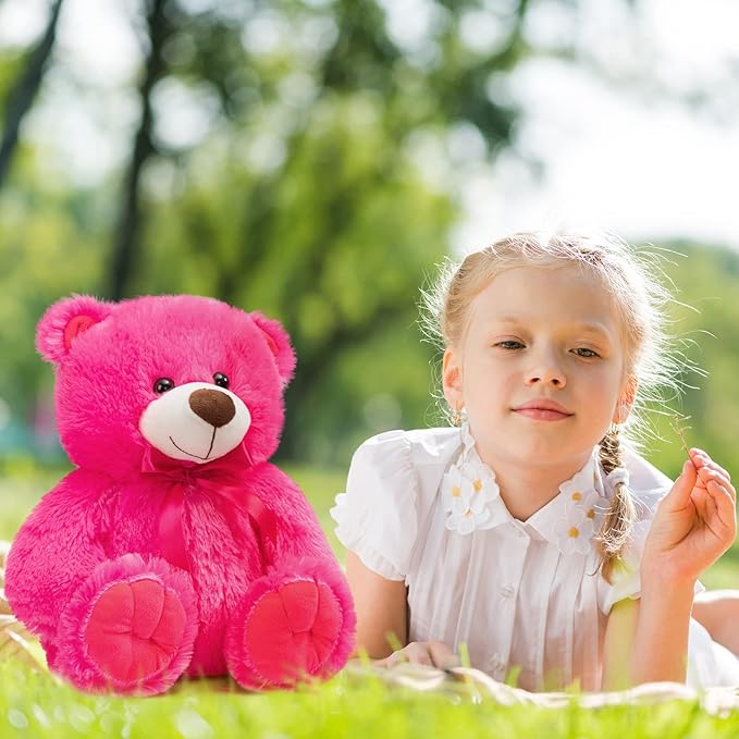 Super Color Teddy Bear Stuffed Animals Plush Toy for Children Girlfriend Family Congratulations Baby Shower Birthday Hot Pink 14 inch