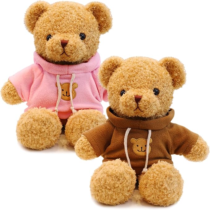 Aoriher 2 Pieces Christmas Stuffed Bears Animal Plush Gifts Prom 11.8 Inch Soft Bear Clothes Bear Plush for Newlyweds Mom Grandma Women Baby Shower Party Favor