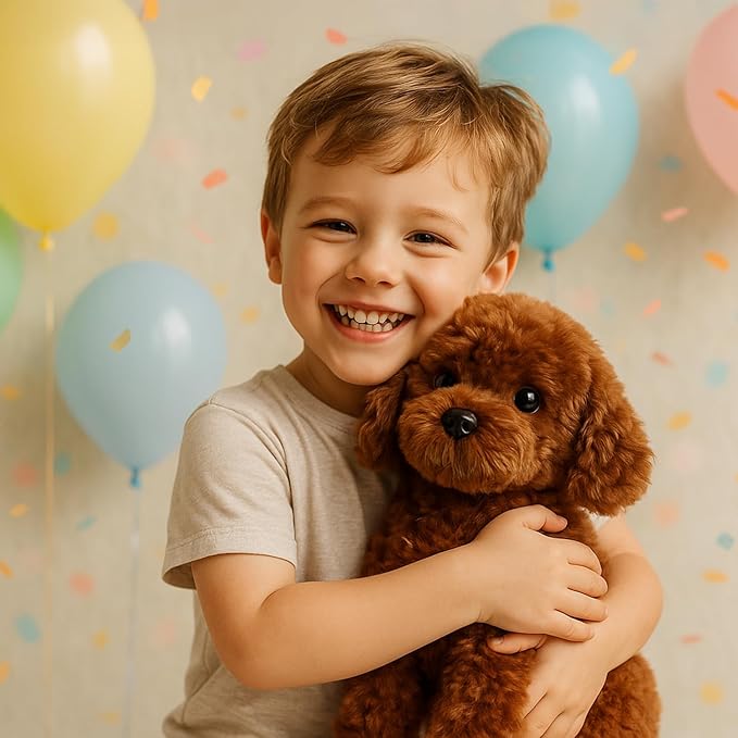 Adorable Labradoodle Plush Toy Fluffy Red Poodle Stuffed Animal Dog Puppy, 12.6" - Perfect for Kids, Babies, Birthday, Nursery