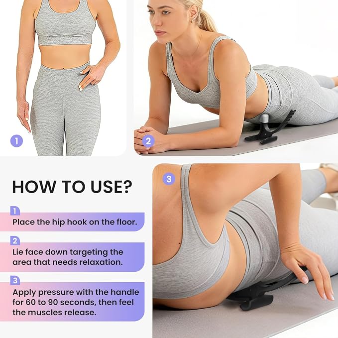 Hip Muscle Release Hook: Psoas Massage Tool - Myofascial Trigger Point Relief Device for Piriformis & Iliacus