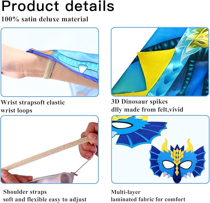 D.Q.Z Toddlers Dragon-Wings Costume for Kids Dinosaur Toys Gifts for 4 Years old Boys Girls Birthday Dress Up Party
