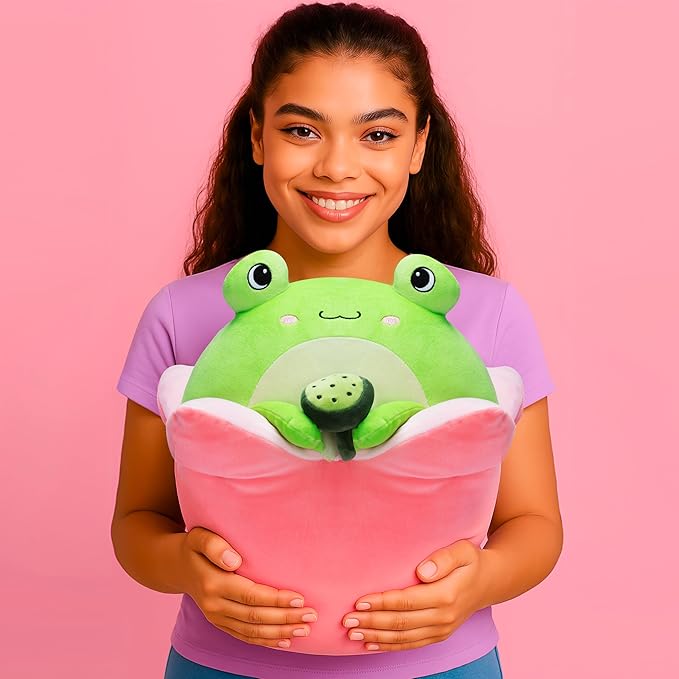Original 12.5-inch Large Frog Plush Pillow Stuffed Animal Toy,Big Size Cute Soft Toys Fat Kawaii Hugging Pillows Cuddle Plushie,Gift for Kids