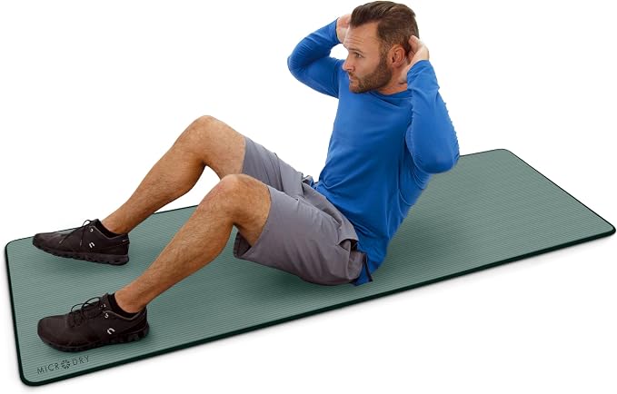 MICRODRY Multi-Purpose Fitness Mat, Cushioned & Non-Slip Foam for Yoga, Pilates, HIIT, Skid-Resistant and Tear-Resistant, 24"x72" with Carry Strap