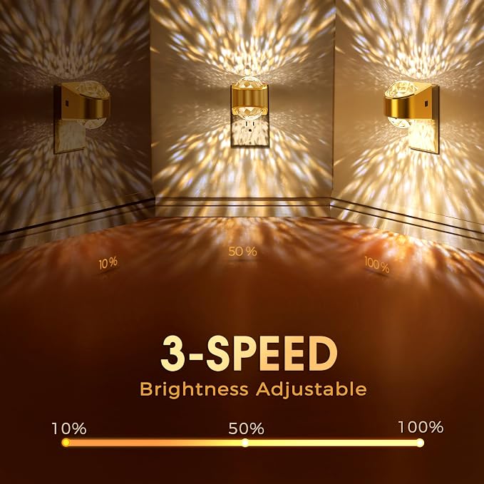 Night Light, Gold Night Lights Plug into Wall 2Pack LED Projector | Soft White Night Light for Bedroom, Dimmable Brightness Dusk to Dawn Nightlight for Bathroom, Gaming Room, Home Decor