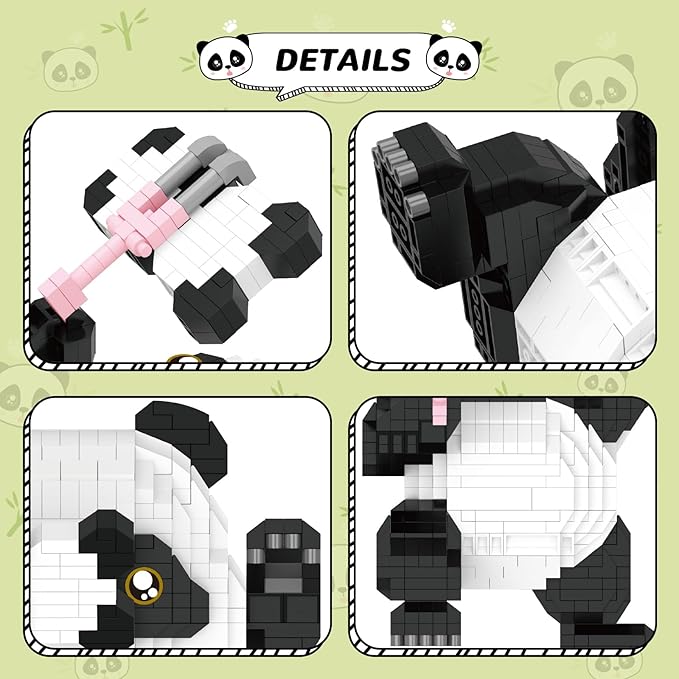 Panda Micro Mini Building Toy Bricks for Adults, 1051 PCS Mini Building Blocks Animals Sets for Goodie Bags, Party Favors for Boys Girls 12+ 14+, Christmas Birthday Gift for Kids, Carnival Prizes