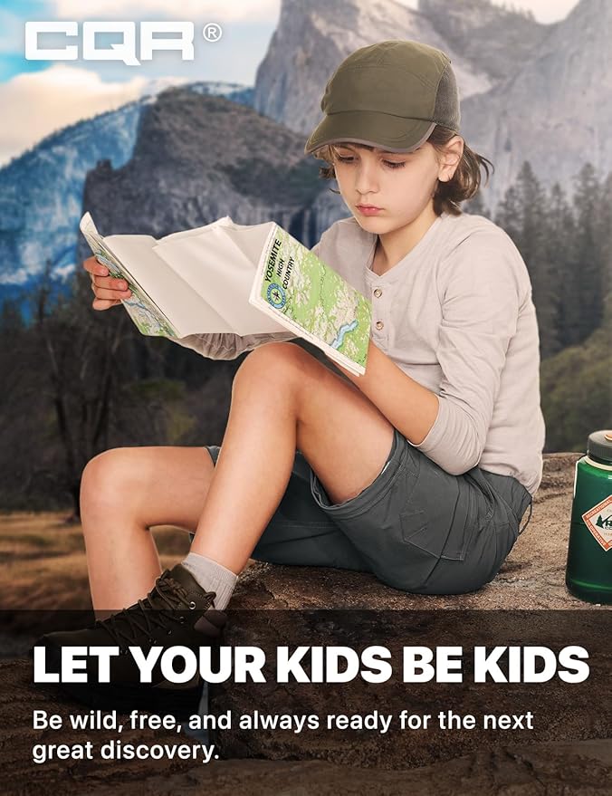 CQR Kids Youth Hiking Cargo Pants, UPF 50+ Quick Dry Convertible Zip Off Pants, Outdoor Camping Pants