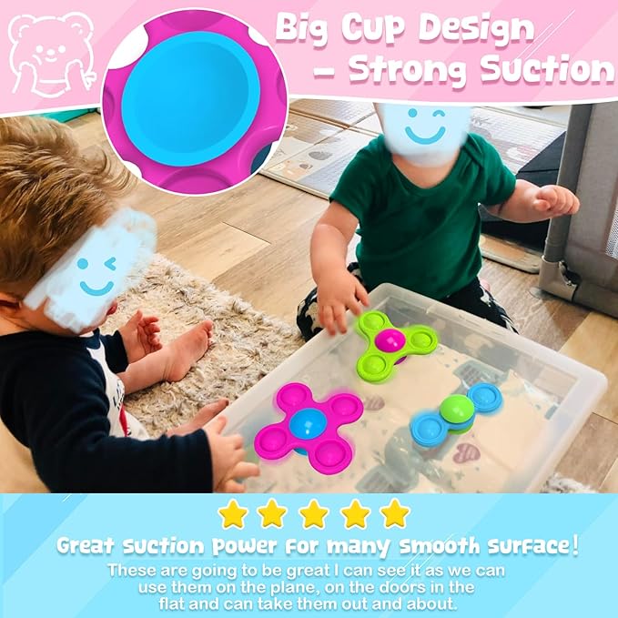 Suction Spinner Toys for Babies Bath Toys for Babies 10-12 Months+ Gifts for Kids Suction Cup Toys (Classic Edition - Animals)