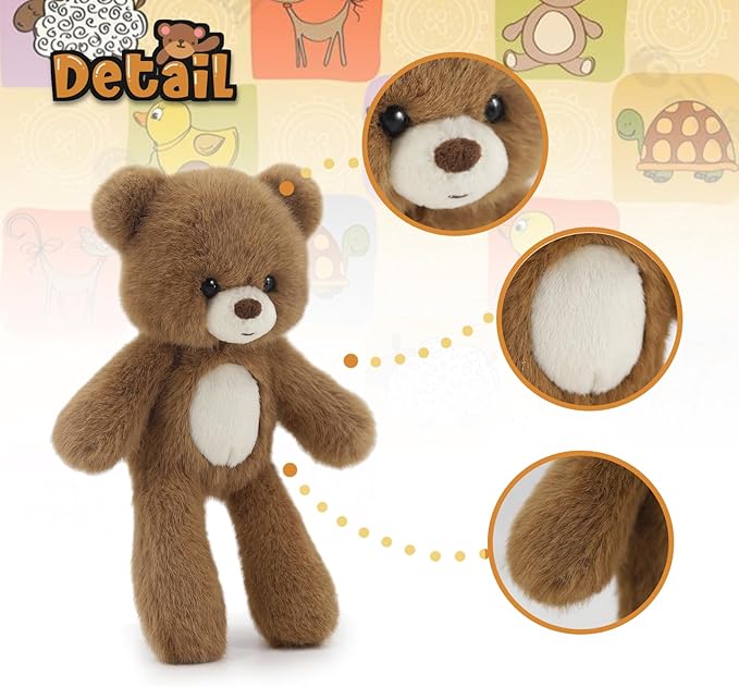 9" Soft Plush Teddy Bear – Adorable Brown Stuffed Animal Toy with White Belly – Perfect for Gifts, Bedtime, Nursery & Travel Cuddles
