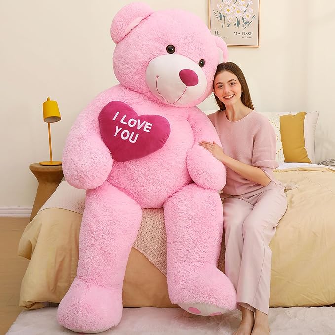 MaoGoLan Giant Teddy Bear 6 Feet- I Love You Red Heart Big Pink Teddy Bear Stuffed Animal - Huge Valentines Teddy Bear for Girlfriend,Boyfriend,Wife,Lover - Anniversary, Birthday