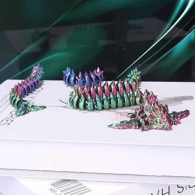 3D Printed Giant Long Dragon - Largest Size Toothless Dragon with Wings and Pangolin Features (red Blue Green)