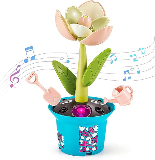Flower Building Toy with Music, Flowers Botanical Plants Blocks Sets Kits, Halloween Birthday Thanksgiving Gift Ideas for Kid Girl Boy Child, Home Dorm Room Desk Decor, Ages 5 6 7 8, Tulip