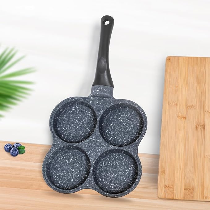 Rustless Egg Frying Pan | 4-Cup Nonstick Easy Clean Egg Cooker Omelet Pan For Breakfast Swedish Pancake, Plett, Crepe Pan Gas Stove and Other Stoves Cookware