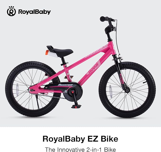 RoyalBaby Kids Bike Freestyle Classic & EZ Balance Pedal Switchable Bicycle, 12 14 16 18 Inch, 3-10 Years Toddler to Big Kids