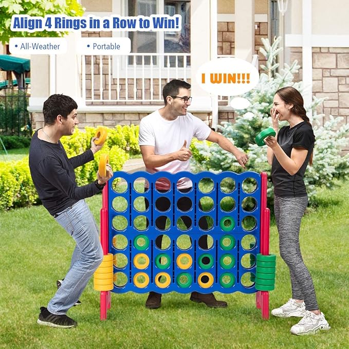 Costzon Giant 4-in-A-Row, Jumbo 4-to-Score Giant Games for Kids & Adults, Indoor Outdoor Party Family Connect Plastic Game, 4 Feet Wide by 3.5 Feet Tall with Carrying Bag