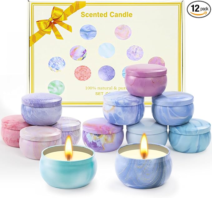 Scented Candles Gift Set for Women, 12 Pack 2.5oz Candles for Home Scented, Soy Wax Aromatherapy Candle Set, 300 Hour Long Lasting, Mothers Day Gifts Birthday Gifts for Women Friends Sister Colleague