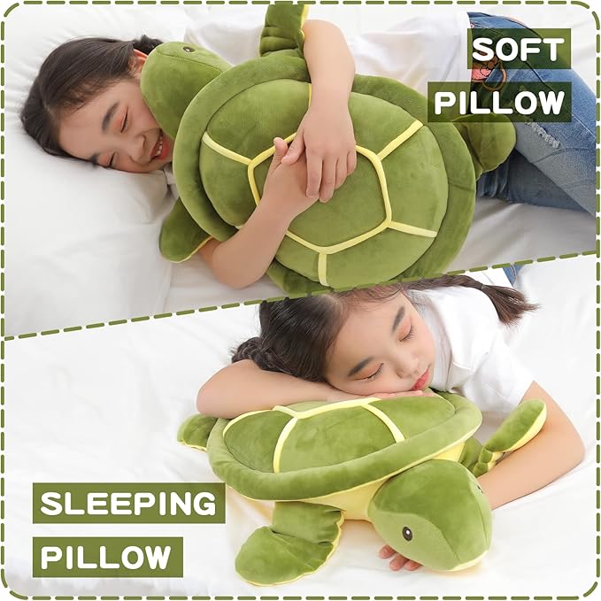 Dalmao 20 Inch Large Sea Turtle Stuffed Animal, Ultra Soft Fluffy Plush Turtle Body Pillow, Cute Ocean Animal Plushie Toy, Cuddly Pillow Gift for Kids Boys Girls Girlfriend, Birthday